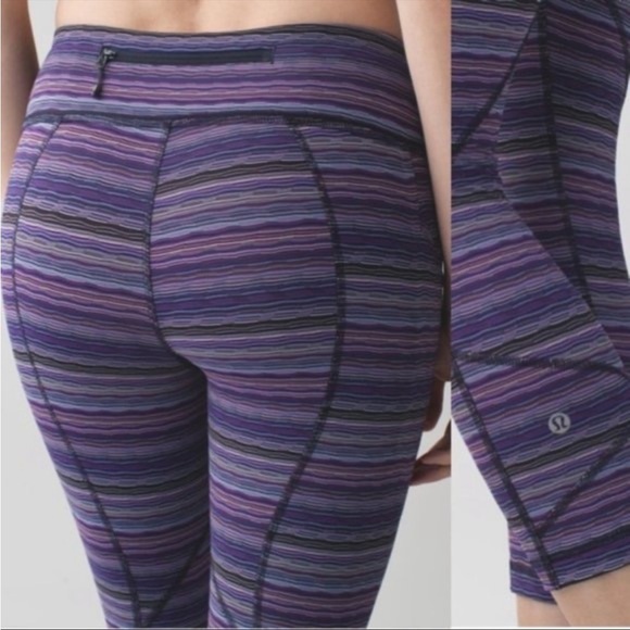 Lululemon Pace Rival Crop Space Dye Twist Ultra Violet/Naval Blue Leggings Sz 4 - Picture 2 of 14